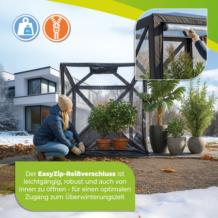 PREMIUM Überwinterungszelt ALASKA XL mit Isolierboden, Gewächshausheizung und Digital - Thermostat - BioGreen GmbH