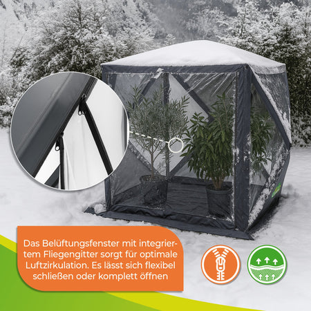 PREMIUM Überwinterungszelt ALASKA XL mit Isolierboden, Gewächshausheizung und Digital - Thermostat - BioGreen GmbH