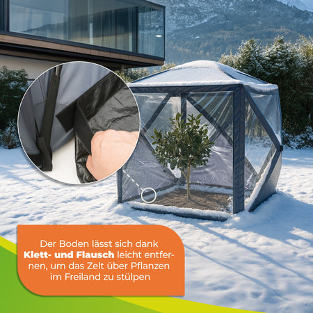 PREMIUM Überwinterungszelt ALASKA XL mit Isolierboden, Gewächshausheizung und Digital - Thermostat - BioGreen GmbH