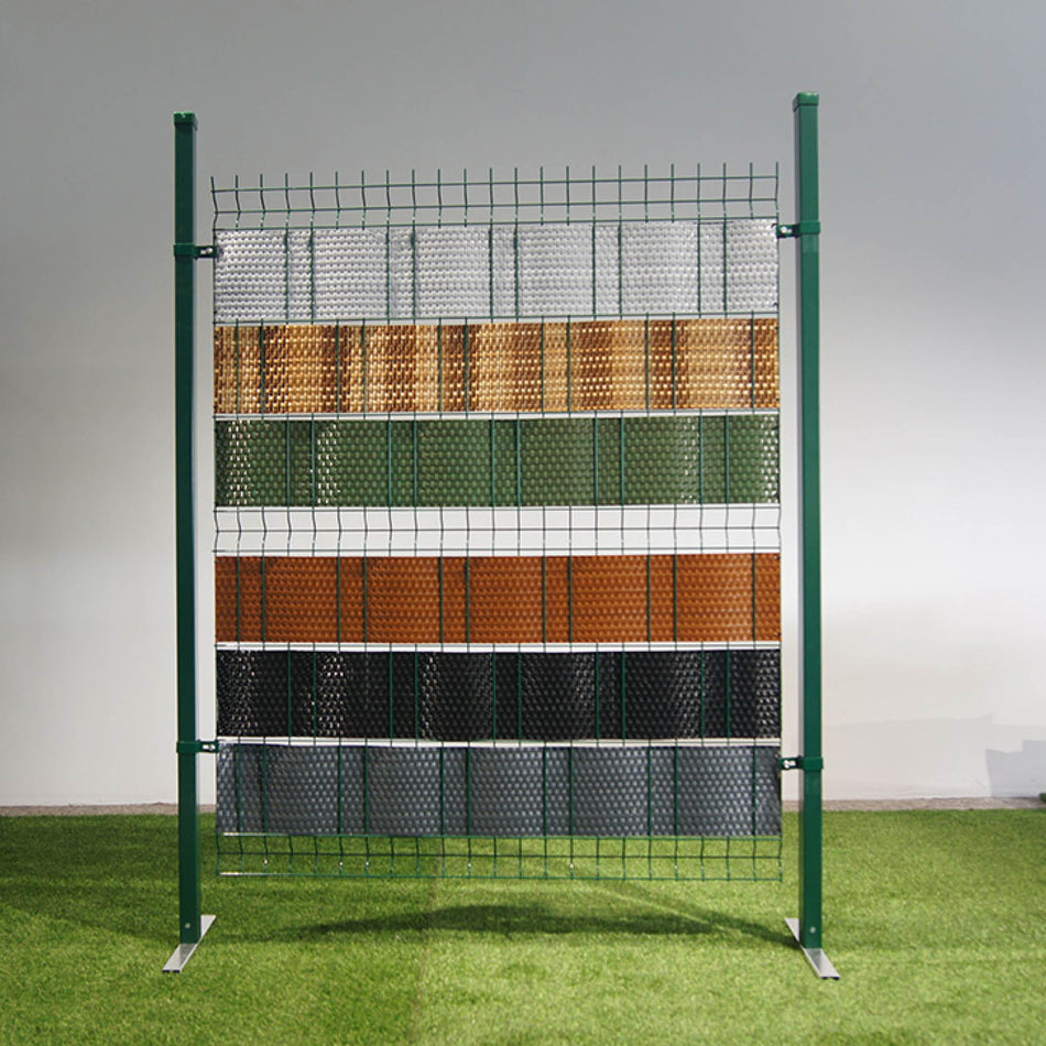 Bandes de protection contre les regards indiscrets aspect rotin pour clôture grillagée à double barre, 255 cm opaques en polyrotin, marron foncé