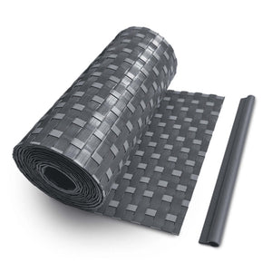 Sichtschutzstreifen Rattan-Optik für Doppelstabmattenzaun, 255 cm Blickdicht aus Polyrattan, Mix Dunkelgrau-Hellgrau