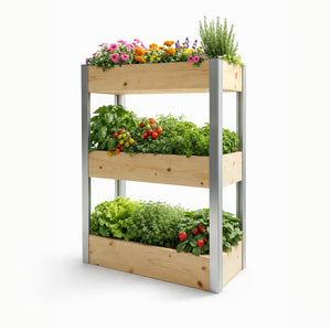SkyGarden - 3-stufiges Pflanzregal / Blumenkasten – 1er Set aus Holz