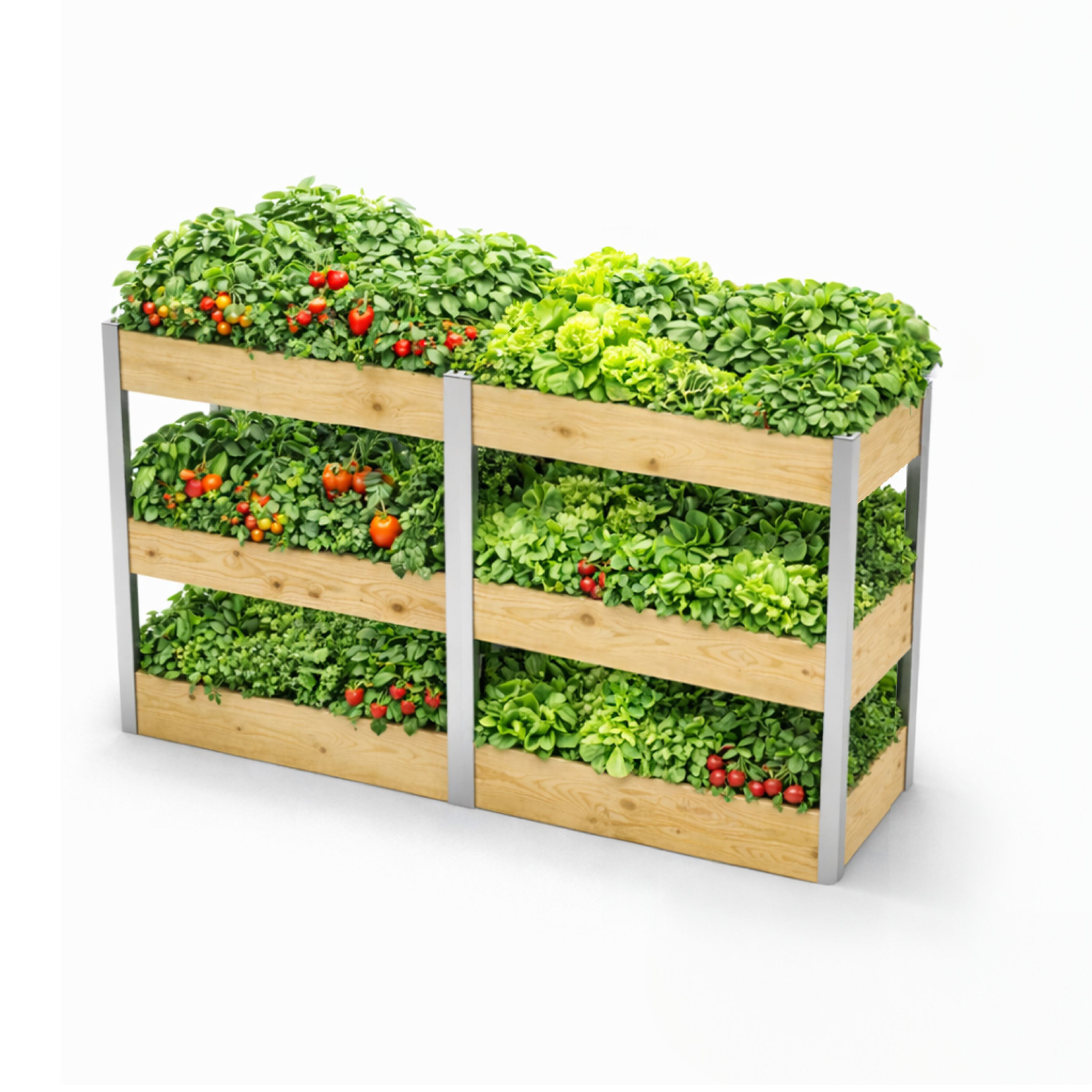 SkyGarden - 3-stufiges Pflanzregal / Blumenkasten – 2er Set aus Holz