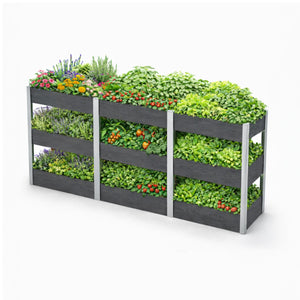 SkyGarden - 3-stufiges Pflanzregal / Blumenkasten – 3er Set aus WPC