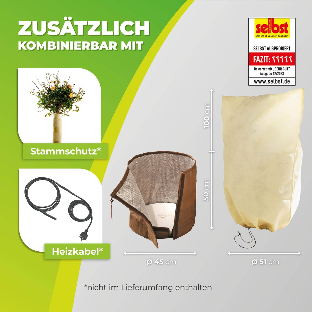 Thermo Topfschutz L Ø 45 cm & Pflanzensack XL Höhe 100 cm - BioGreen GmbH