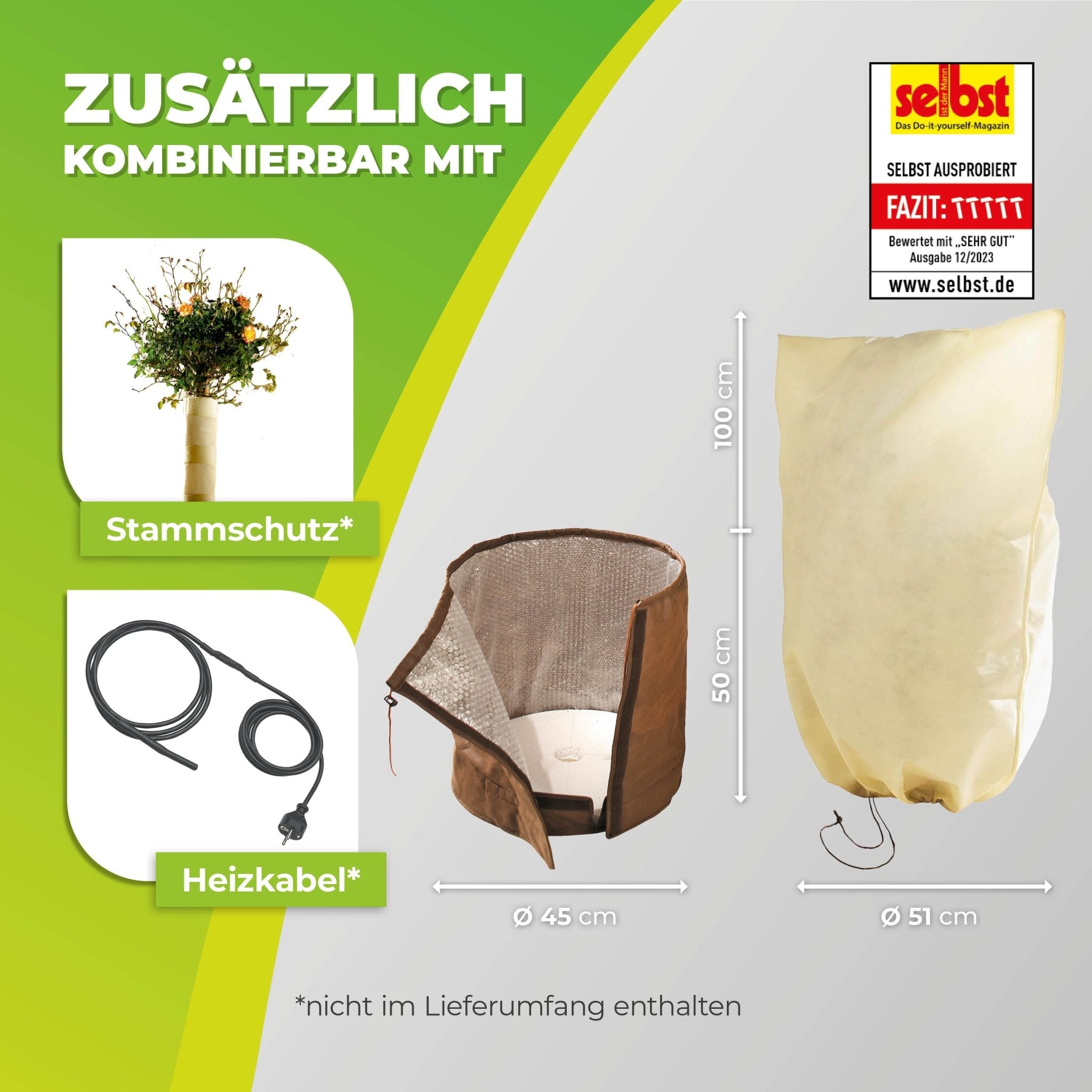 Thermo Topfschutz L Ø 45 cm & Pflanzensack XL Höhe 100 cm - BioGreen GmbH