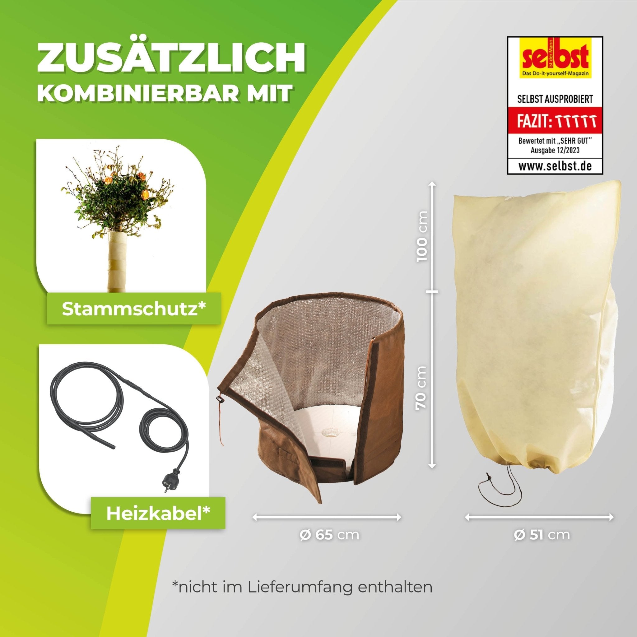 Thermo Topfschutz XL Ø 65 cm & Pflanzensack XL Höhe 100 cm - BioGreen GmbH