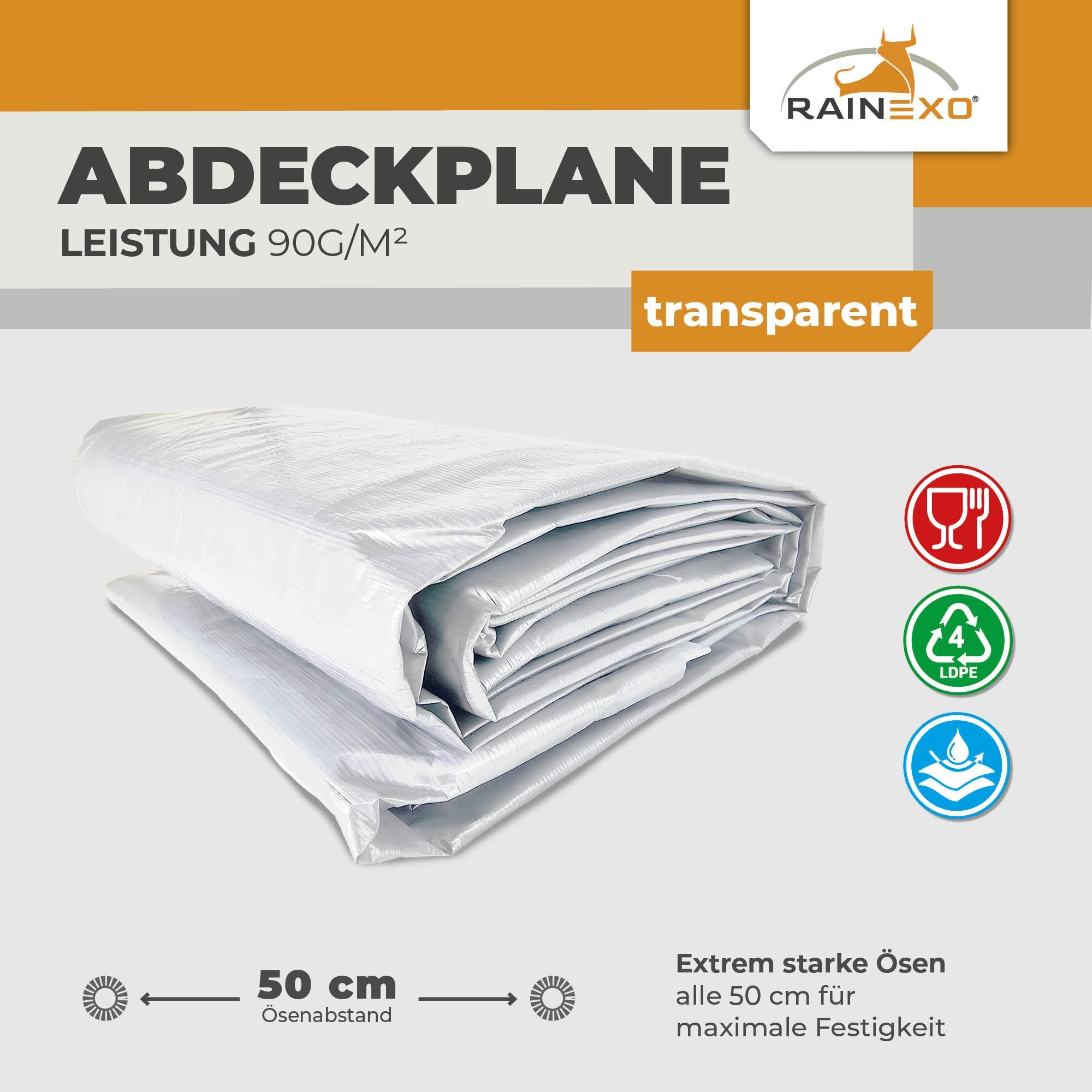 Transparente Abdeckplane 90g/m² 3x4m - BioGreen GmbH