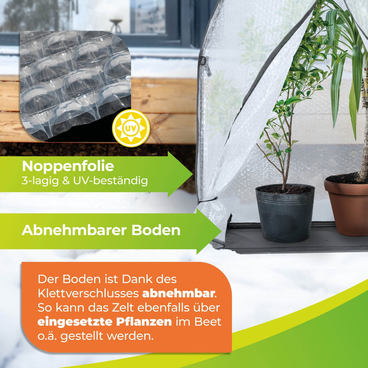 Überwinterungszelt ICEDOME 120 x 120 x H 183 cm + Elektro Frostwächter & Thermostat - Kabel - BioGreen GmbH