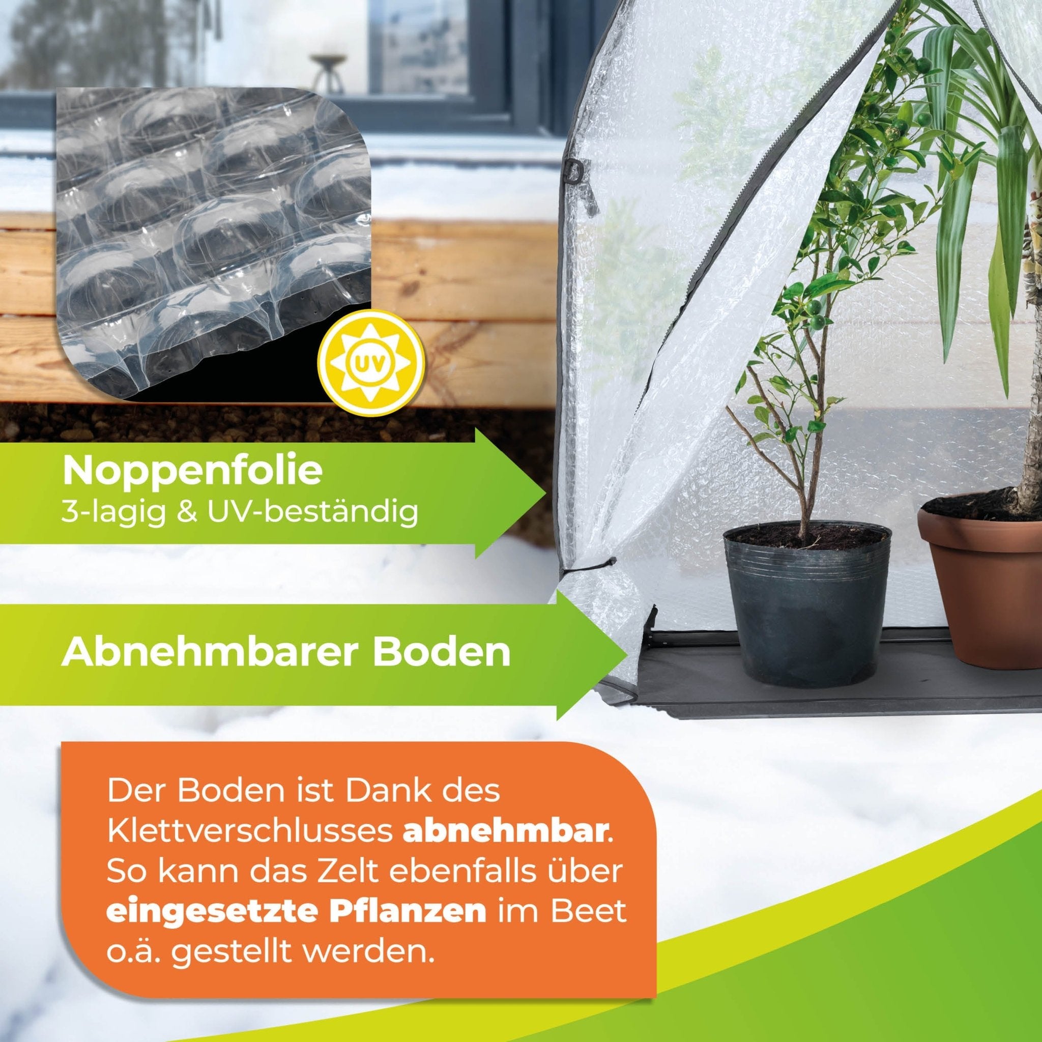Überwinterungszelt ICEDOME 120 x 120 x H 183 cm + Elektro Frostwächter & Thermostat - Kabel - BioGreen GmbH