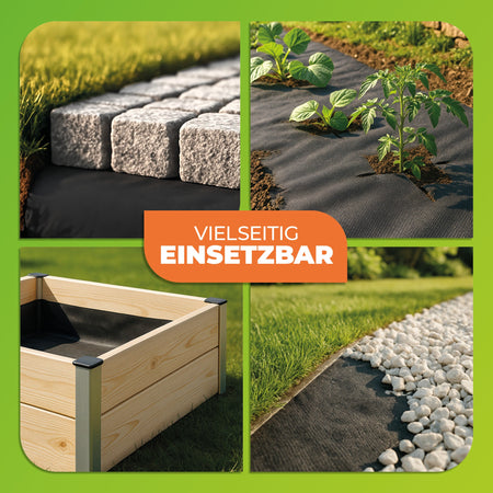 Unkraut - Mulchvlies TERRAVLIES Plus 70 g/m² in Schwarz, UV - Stabil, Wasserdurchlässig - BioGreen GmbH