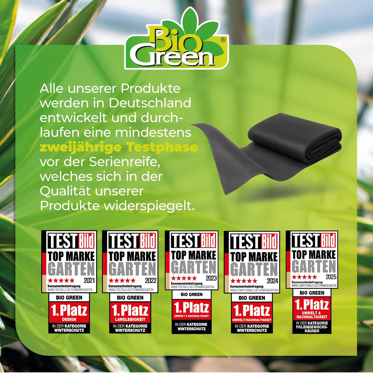 Unkraut - Mulchvlies TERRAVLIES Plus 70 g/m² in Schwarz, UV - Stabil, Wasserdurchlässig - BioGreen GmbH