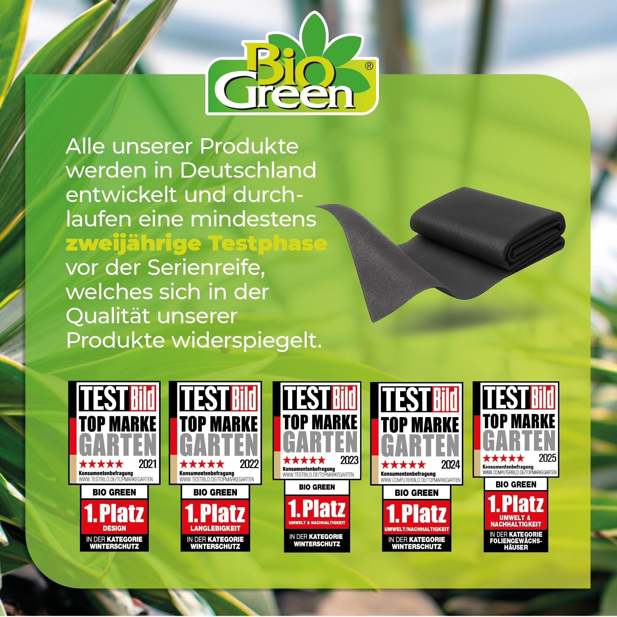 Unkraut - Mulchvlies TERRAVLIES Plus 70 g/m² in Schwarz, UV - Stabil, Wasserdurchlässig - BioGreen GmbH