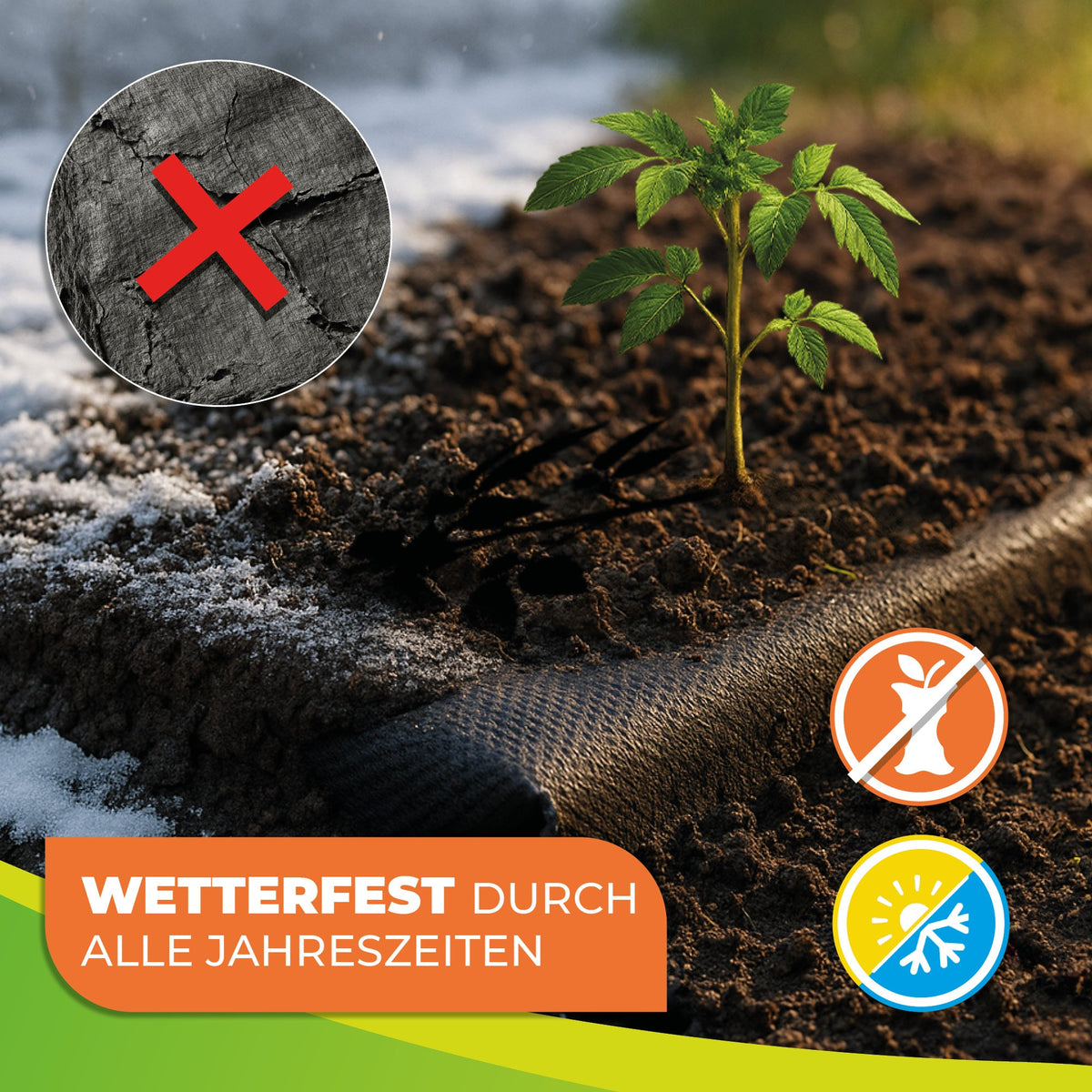 Unkraut - Mulchvlies TERRAVLIES Plus 70 g/m² in Schwarz, UV - Stabil, Wasserdurchlässig - BioGreen GmbH